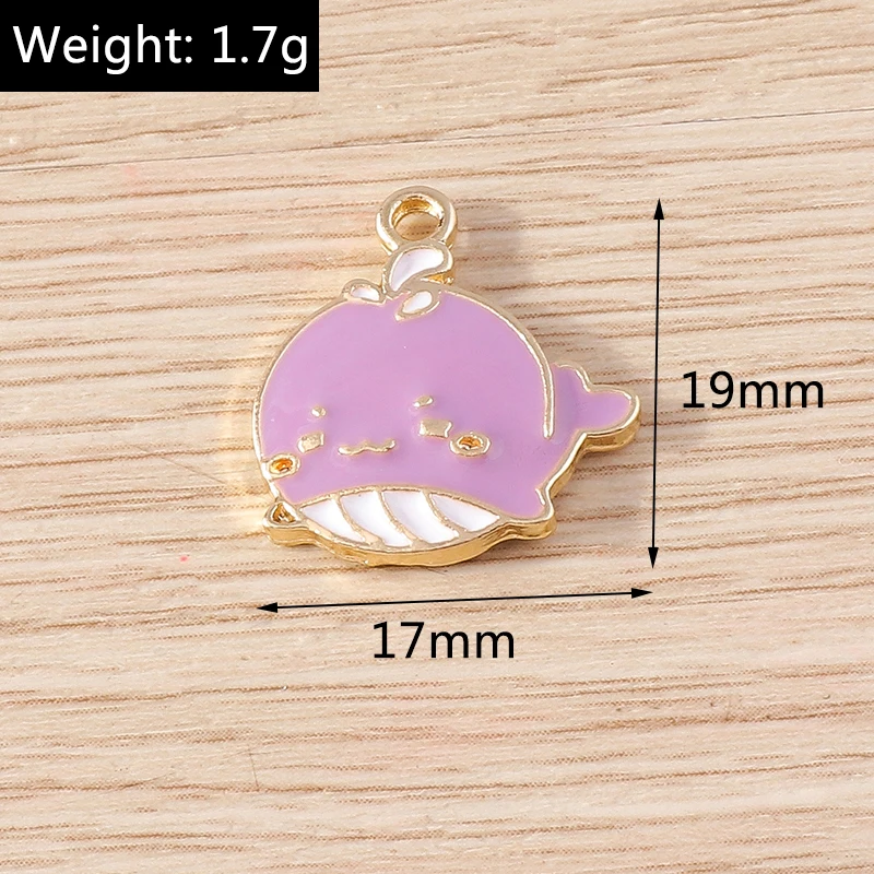 10pcs 17x19mm Cartoon Enamel Whale Charms Pendants for Jewelry Making Earrings Necklaces Bracelets DIY Handmade Crafts Supplies