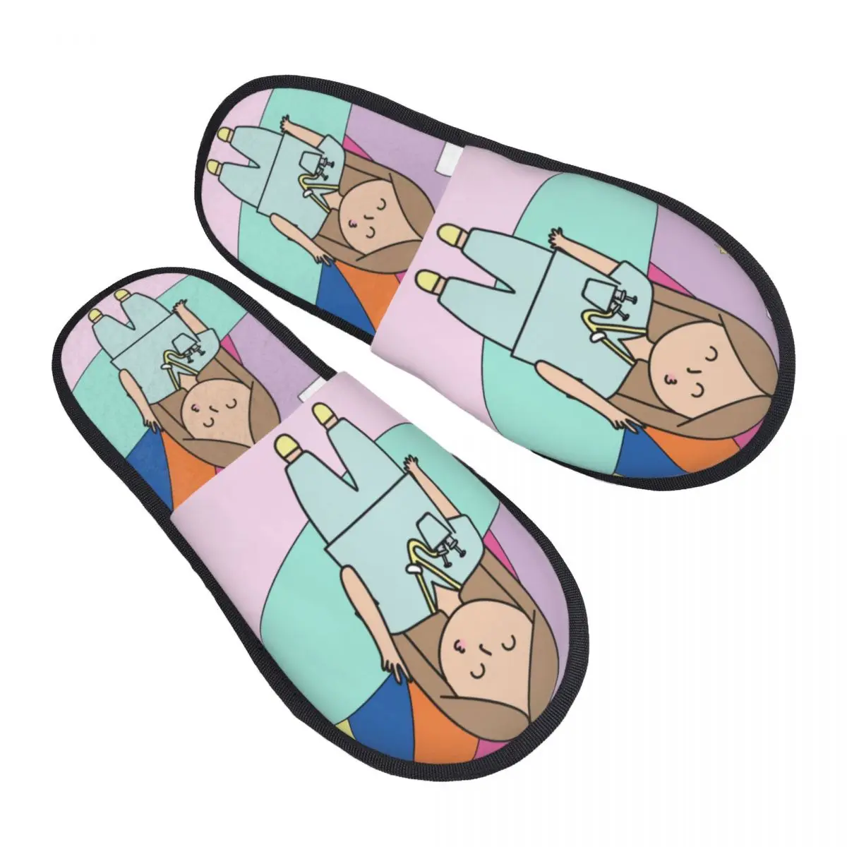 Custom Print Women Cartoon Doctor Nurse Printed House Slippers Cozy Warm Memory Foam Fluffy Slipper Indoor Outdoor Shoes