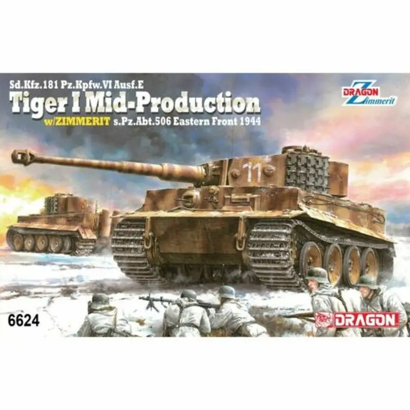 

DRAGON 6624 1/35 Sd.Kfz. 181 Pz.Kpfw.VI Ausf.E Tiger I Mid Production w/Zimmerit - Scale Model Kit