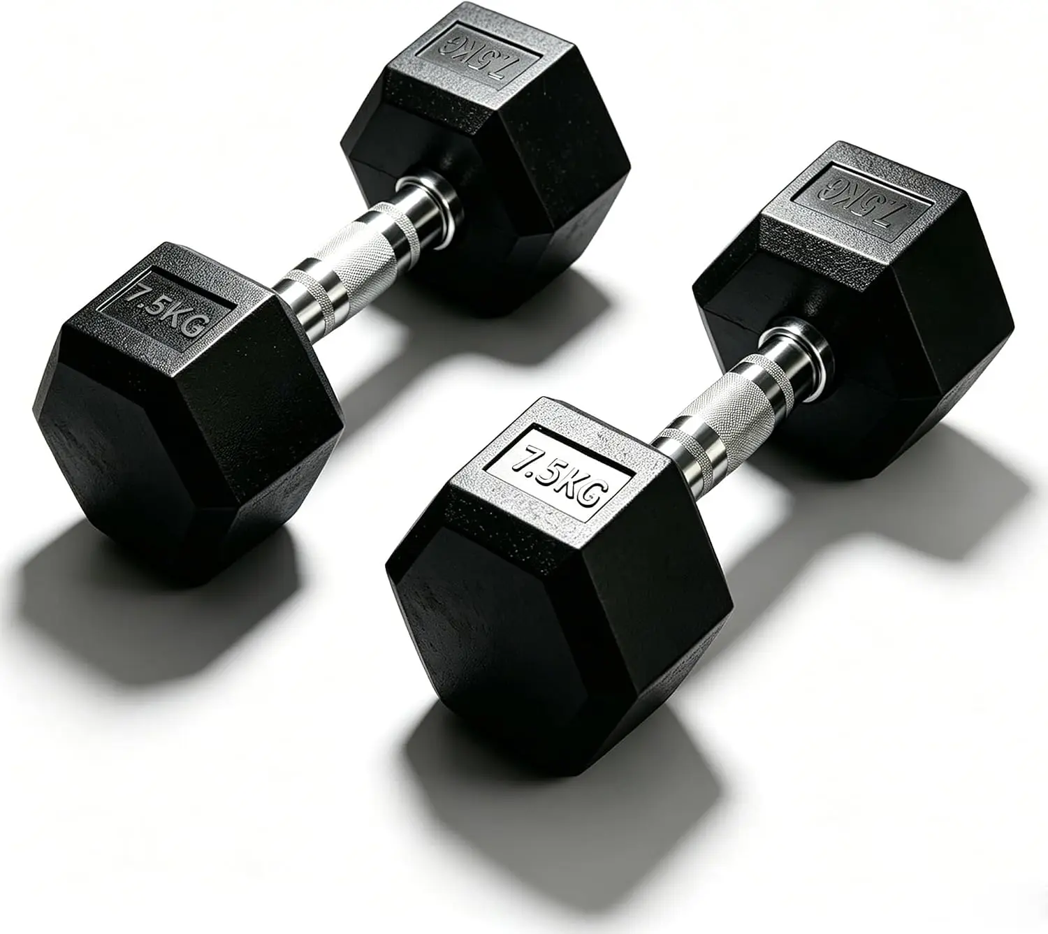 MCC Direct Professional Grade Rubber Hex Dumbbells - Anti-Roll, Noise-Reducing, Ergonomic Knurled Grip for Home Gym & Studio Strength Training 2 PCS dumbbells per set (1 PC dumbbell's weights image 3