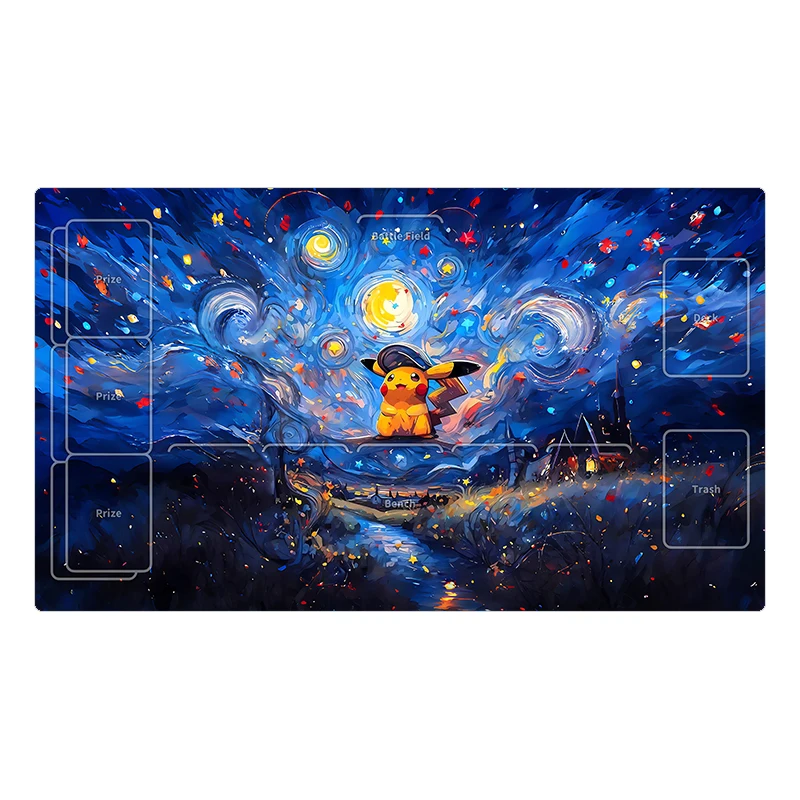 60*35*0.2cm Anime Pokemon GAME PTCG Dedicated Card Playmat Battle Against Starry Night Series Pikachu Gengar Collection Gift Toy