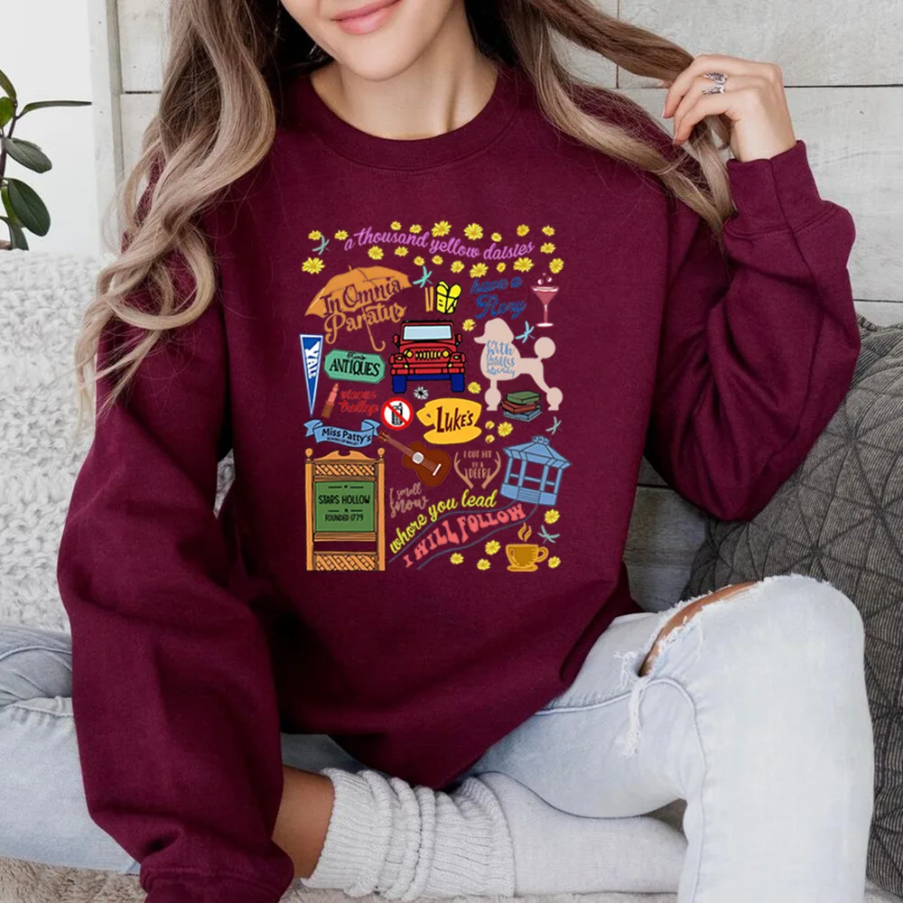 

Vintage Gilmore Girls Sweatshirt Stars Hollow Hoodie Dragonfly Inn Luke's Diner Rory Lorelai Gilmore Crewneck Sweatshirt