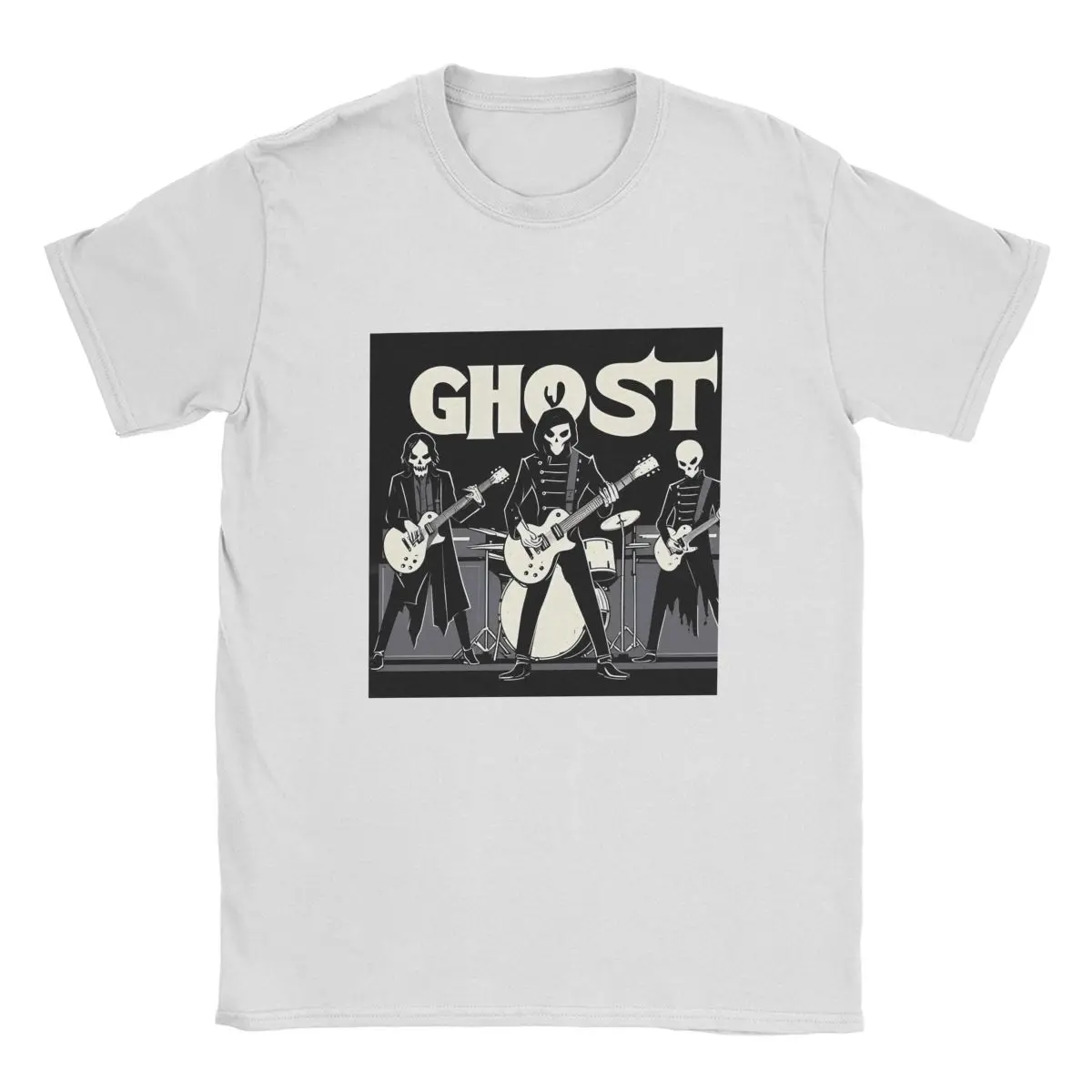 Ghost Band Gonst Concept Men's T Shirt Papa Ghost Metal Humor Tees Short Sleeve O Neck T-Shirt Pure Cotton Plus Size Clothes