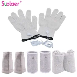 TENS Electrode Treatment Gloves Socks Bracers Conductive Cable for EMS TENS Unit Body Massage Device Accessories Silver Fiber