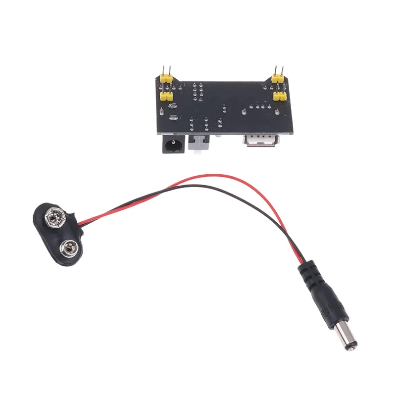Módulo de fonte de alimentação de placa de ensaio sem solda mb102, 3.3v 5v com clipe de bateria de 9v, cabo de alimentação 2.1x5.5mm macho dc jack plug