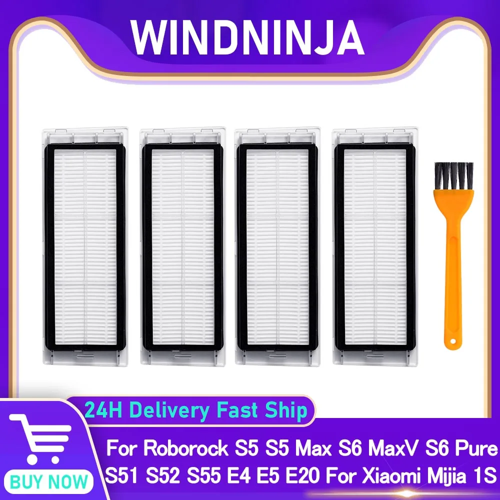 HEPA Filter For Roborock S5 S5 Max S6 MaxV S6 Pure E20 E5 S51 S55 Vacuum Cleaner Accessories Washable Filter Home Appliance Part