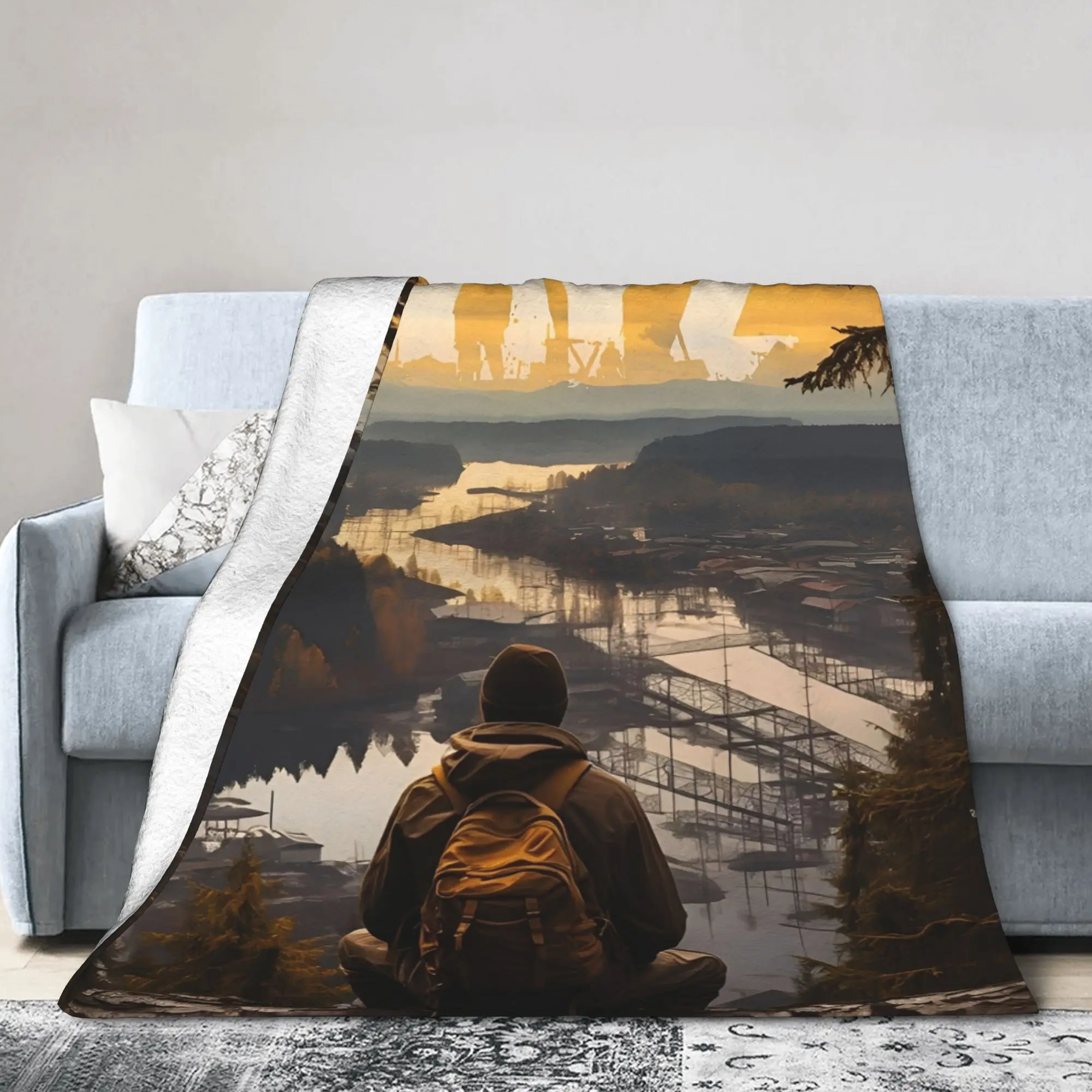 DayZ Shotting Game Fuzzy Blanket Zombie Attack Awesome Throw Blankets for Quilt 150*125cm Super Soft
