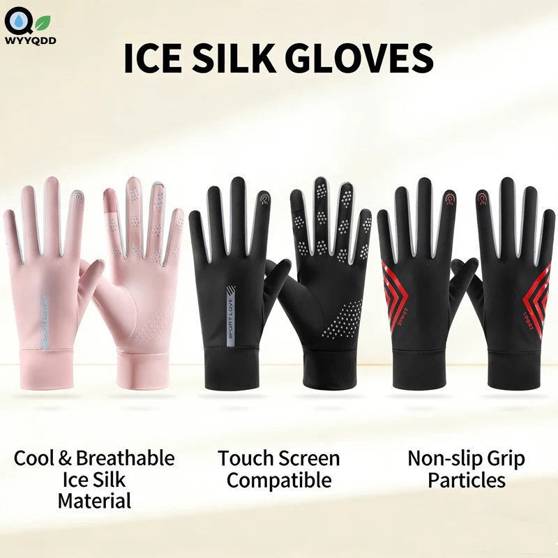

Summer Sun Protection Gloves with Ice Silk Fabric – Breathable,Non-Slip Palm Grip,Touchscreen Compatible for Outdoor Activities