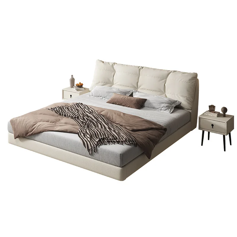 

Suspended bed Minimalist master bedroom double Fairy bed Wedding Cream wind suspended soft