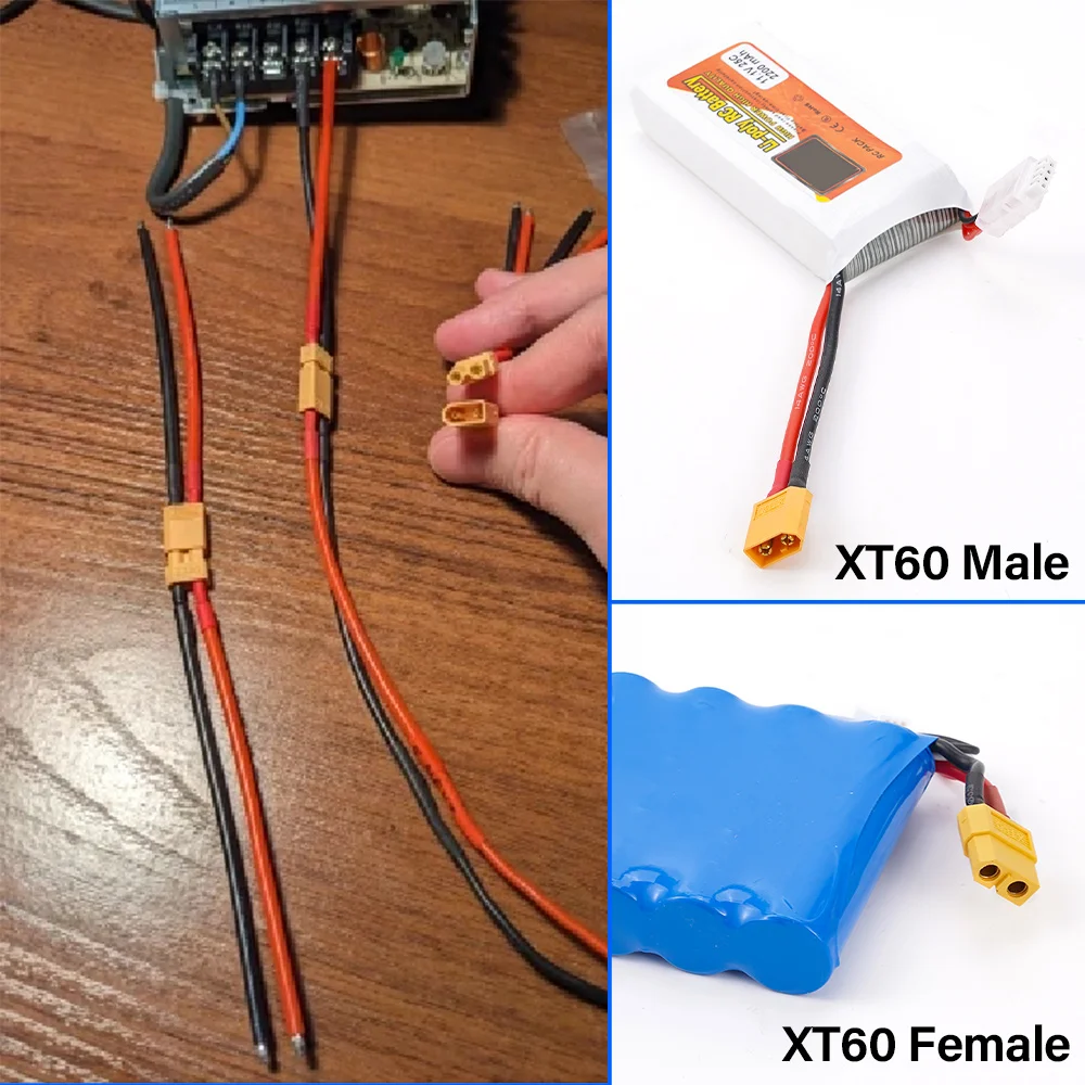 1 par de conectores tipo bala XT-60 macho hembra, 10cm, 14awg, cable de cobre estañado de silicona para batería Lipo RC, accesorios para drones