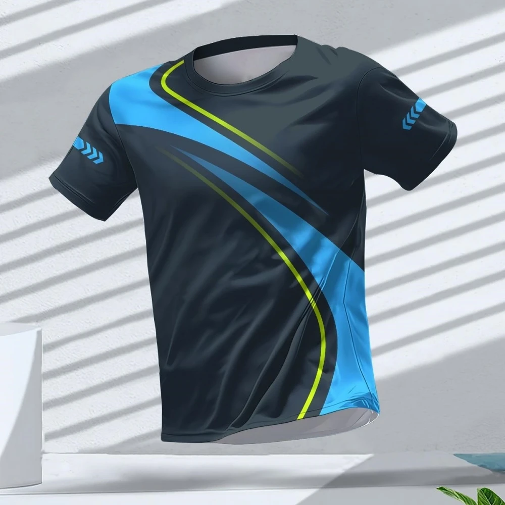Summer Men's T-Shirt Running Fitness Sports Men Short Sleeve T-Shirt Casual O Neck Oversized T Shirt Tennis Badminton Men's Tops