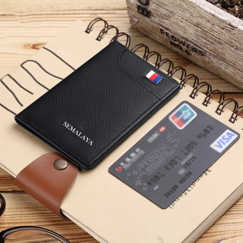 Card Holder Male Leather Vertical Ultra-Thin Card Holder Business Card Holder Holder Driver’s License Leather short Wallet