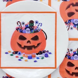 Servilletas de 2 capas para fiesta de Halloween, servilletas de papel con estampado colorido de calabaza, decoración festiva de restaurante, manteles individuales, 10/20 piezas