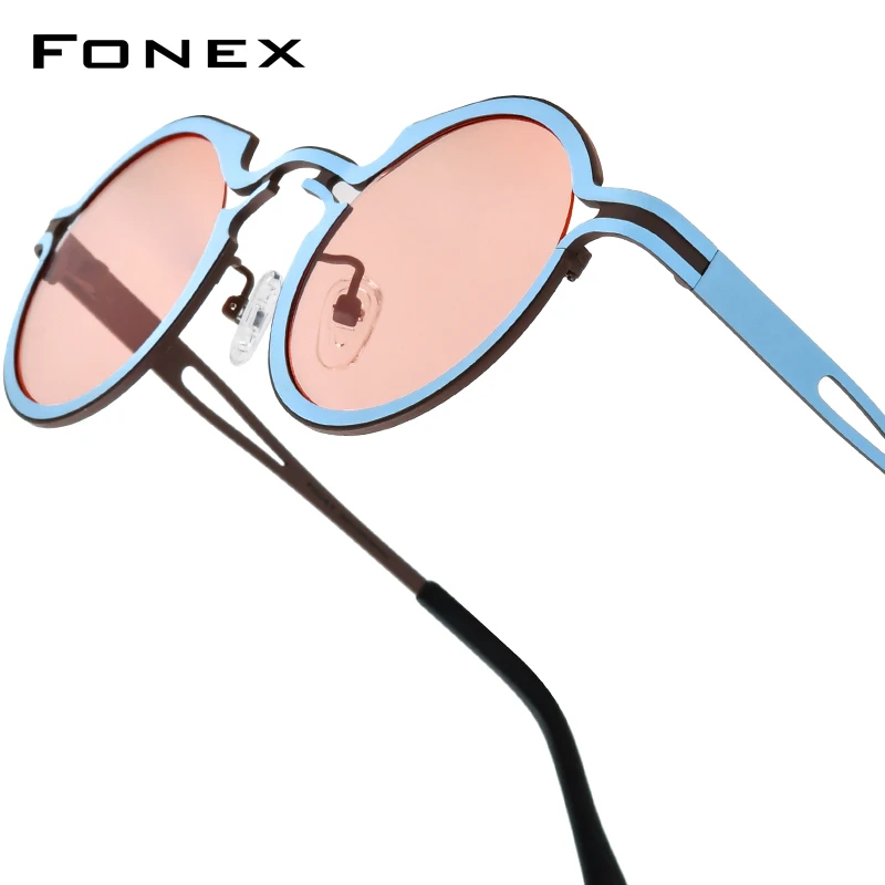 

FONEX Titanium Sunglasses Women Brand Design Vintage Retro Round Polarized Sun Glasses Men Japanese UV400 Polarized Shades 85835