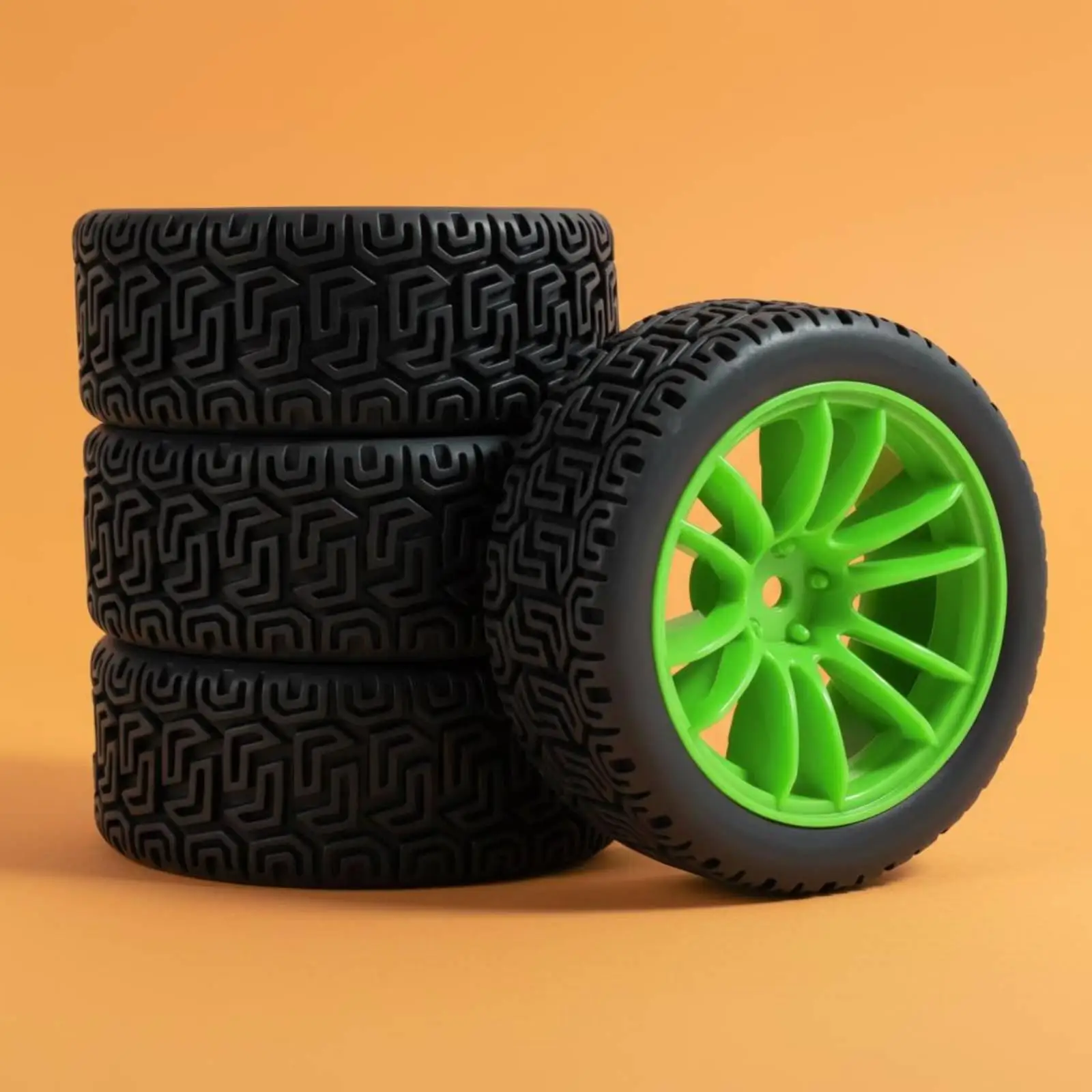 Off Road Vehicle Tire RC Rally Wheel 1/10 Scale All Terrain Maze Pattern for Track and Drift Cars