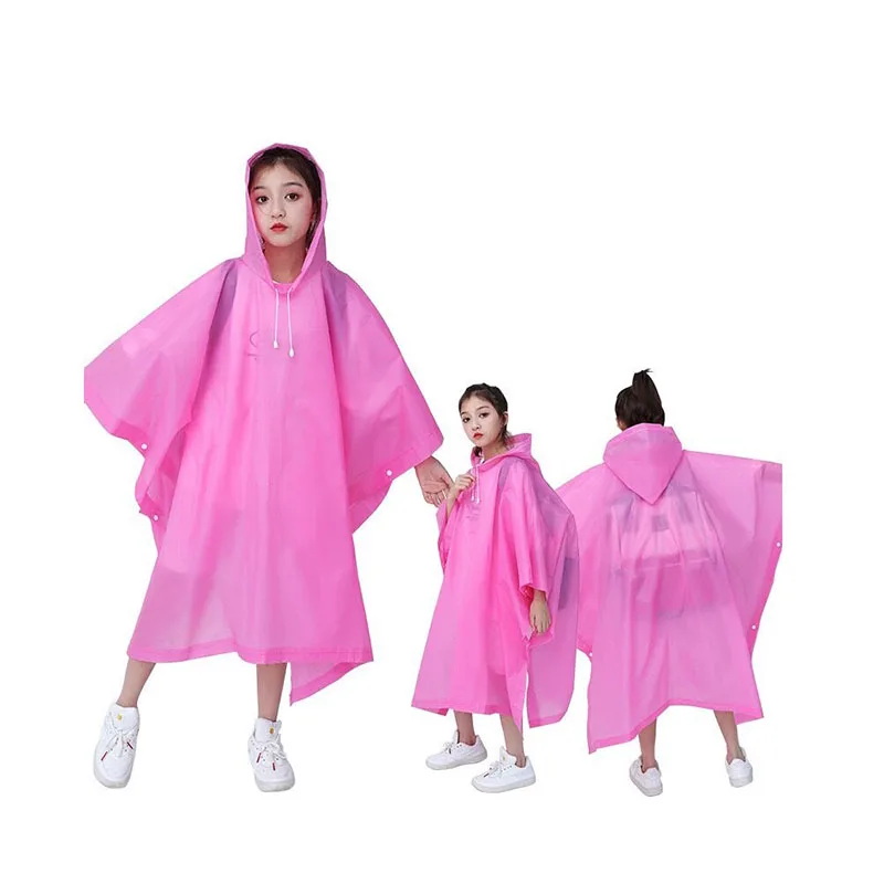 Reusable Raincoat with Hood for Teens and Kids, Foldable, Outdoor, Boys, Girls, Students Cycling Poncho, EVA Cloak