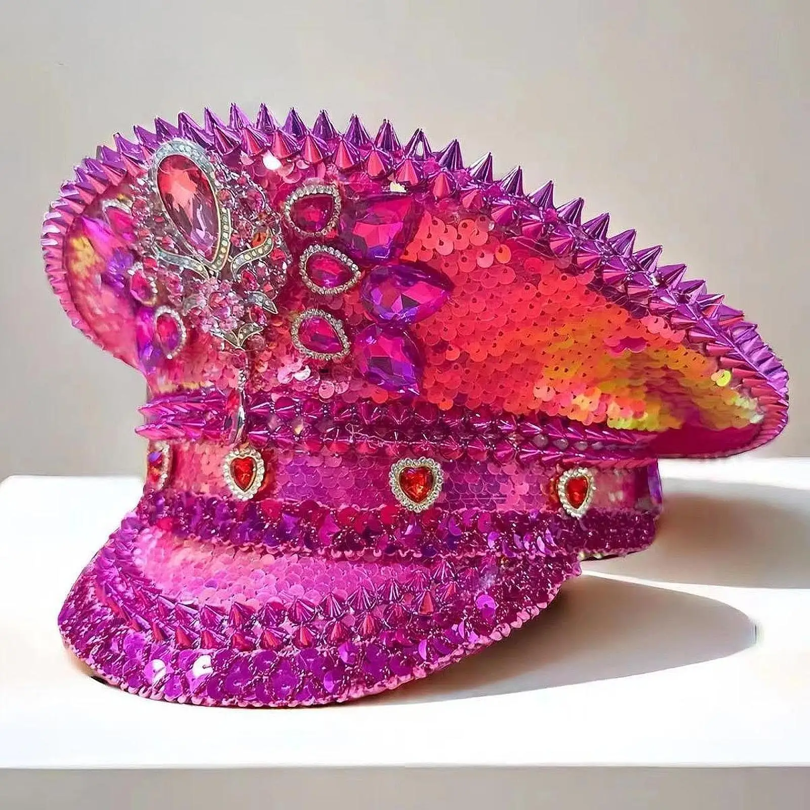 

Rhinestones Studs Captain Hat for Dress up Stage Performance Music Festivals