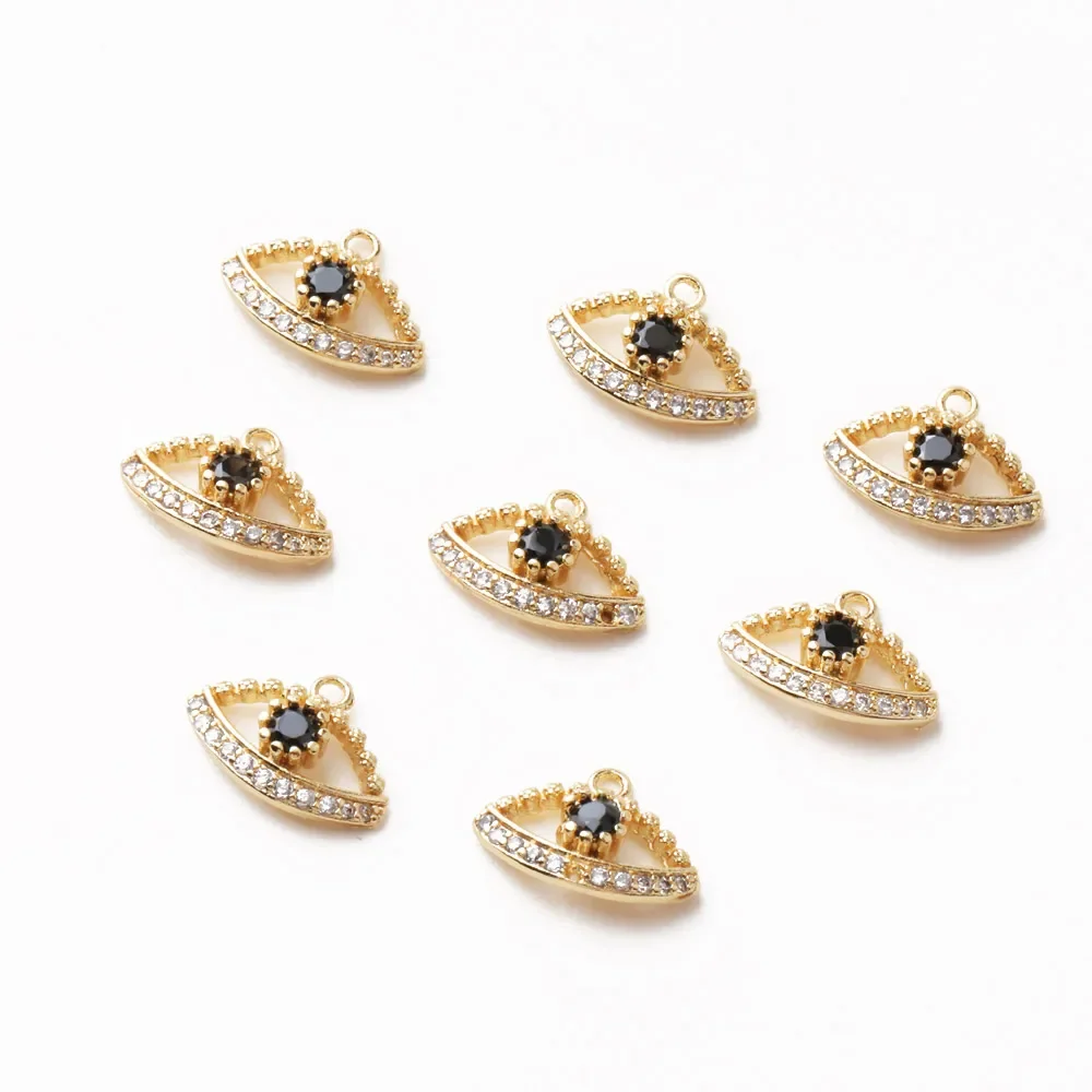 2PCS Charms For Jewelry Making Supplies Components 18K Gold Plated Eye Shape Necklace Pendant DIY  Earrings Accessories