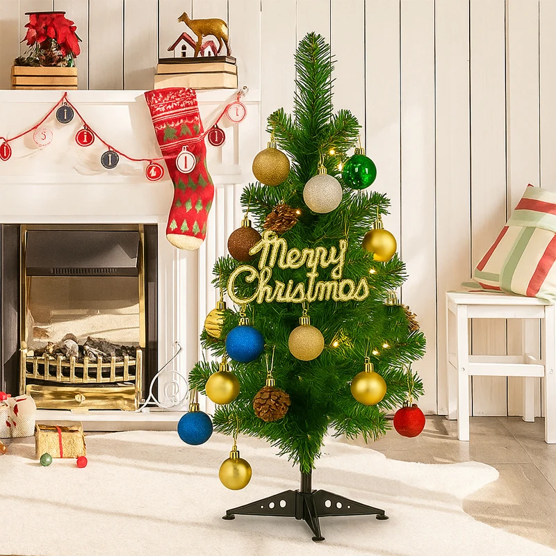 36 Stück/Set Weihnachtsbaum-Dekorationsset inklusive Weihnachtsbaumschmuck, Glocken, Geschenke, Sterne, Süßigkeitenstäbchen und Weihnachtsmann-Figuren