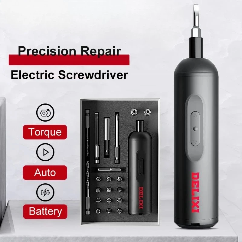 DELIXI Electric Screwdriver Set Rechargeable Screw Driver Set Multifunctional Precision Screwdrivers Repair Power Tools