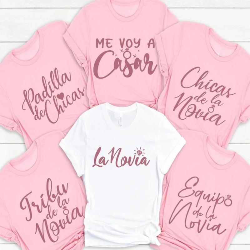 Team Bride Squad Tribe Tops Bridesmaid T-shirt Future Bride To Be Tops Bridal Wedding Shirt Spanish Girls Bachelorette Party Tee