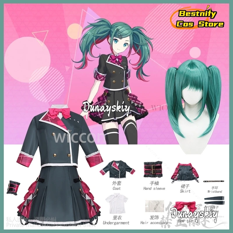 

Game Project Sekai Cosplay Mikuuu Costume Leo Need Anime Uniform Hot Pink Jirai Kei Girls Dress Plaid Skirt Lolita Customized