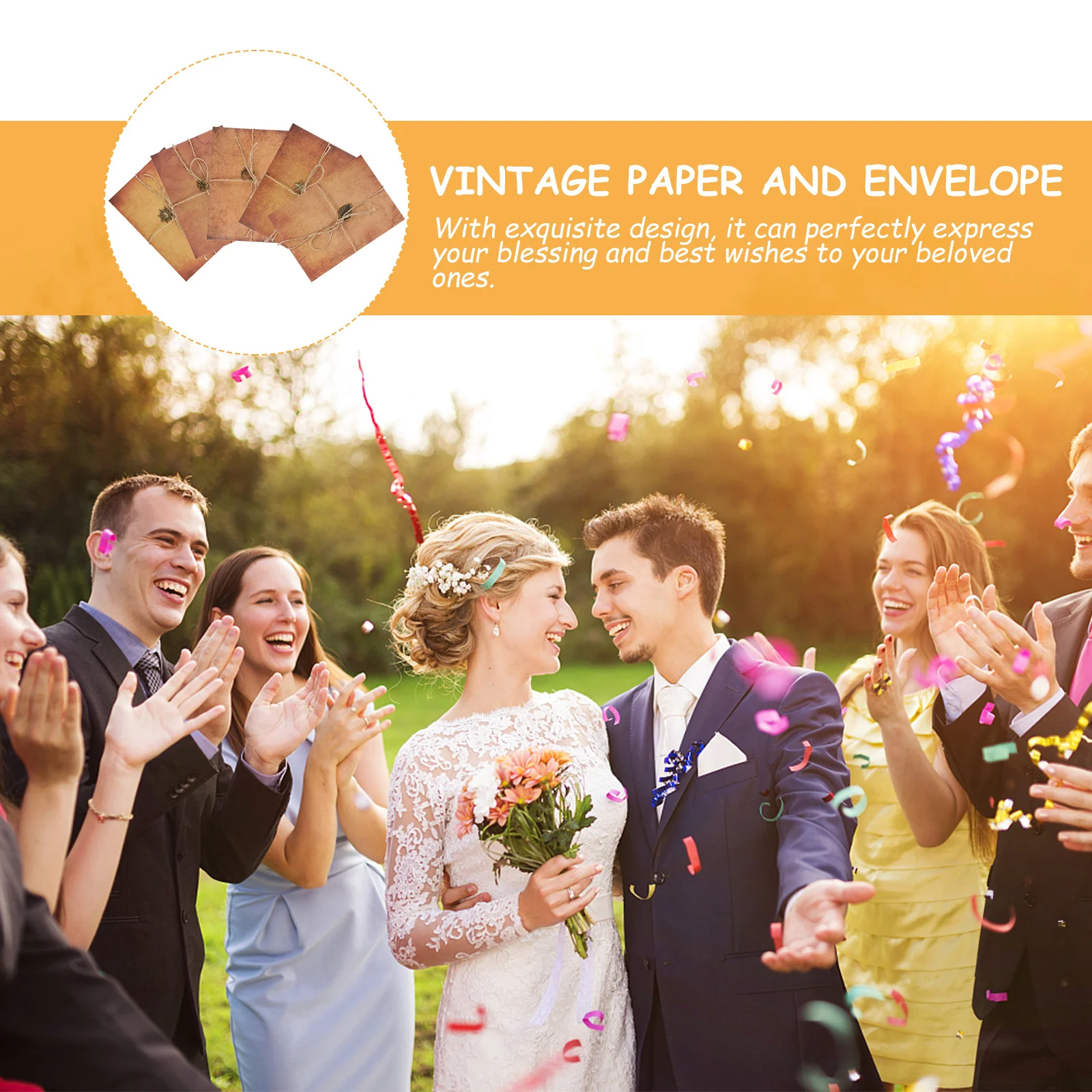 5 مجموعات من الورق العتيق والمغلف مجموعة ورق حروف كرافت لدعوات الطباعة اليدوية وأدوات الكتابة الرجعية #3