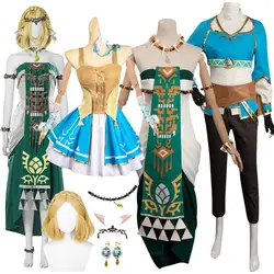 Princess Link Cosplay the Kingdom Tears Dresses Cosplay Women Costume Roleplaying Fantasia Princess Wig Halloween Carnival Suit