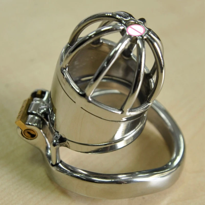 Small Penis Lock Male Stainless Steel Cock Cage Chastity Device Penis Lock Erotic Bondage Husband Loyalty Big Metal Cock Cage view 2