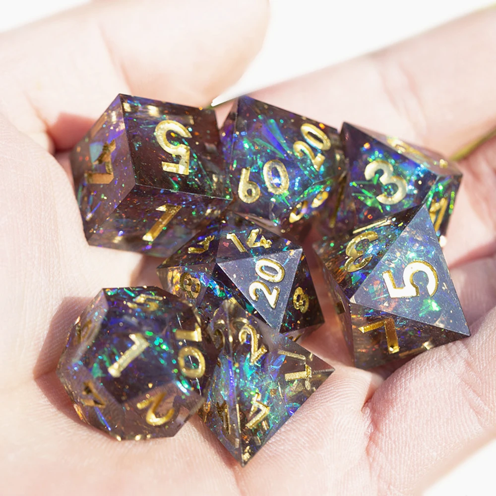 MINI PLANET Galaxy Series Handmade DND Dice Set Polyhedral Resin Dice For TRPG Desktop Game Dice D&D Accessories 7pcs/set