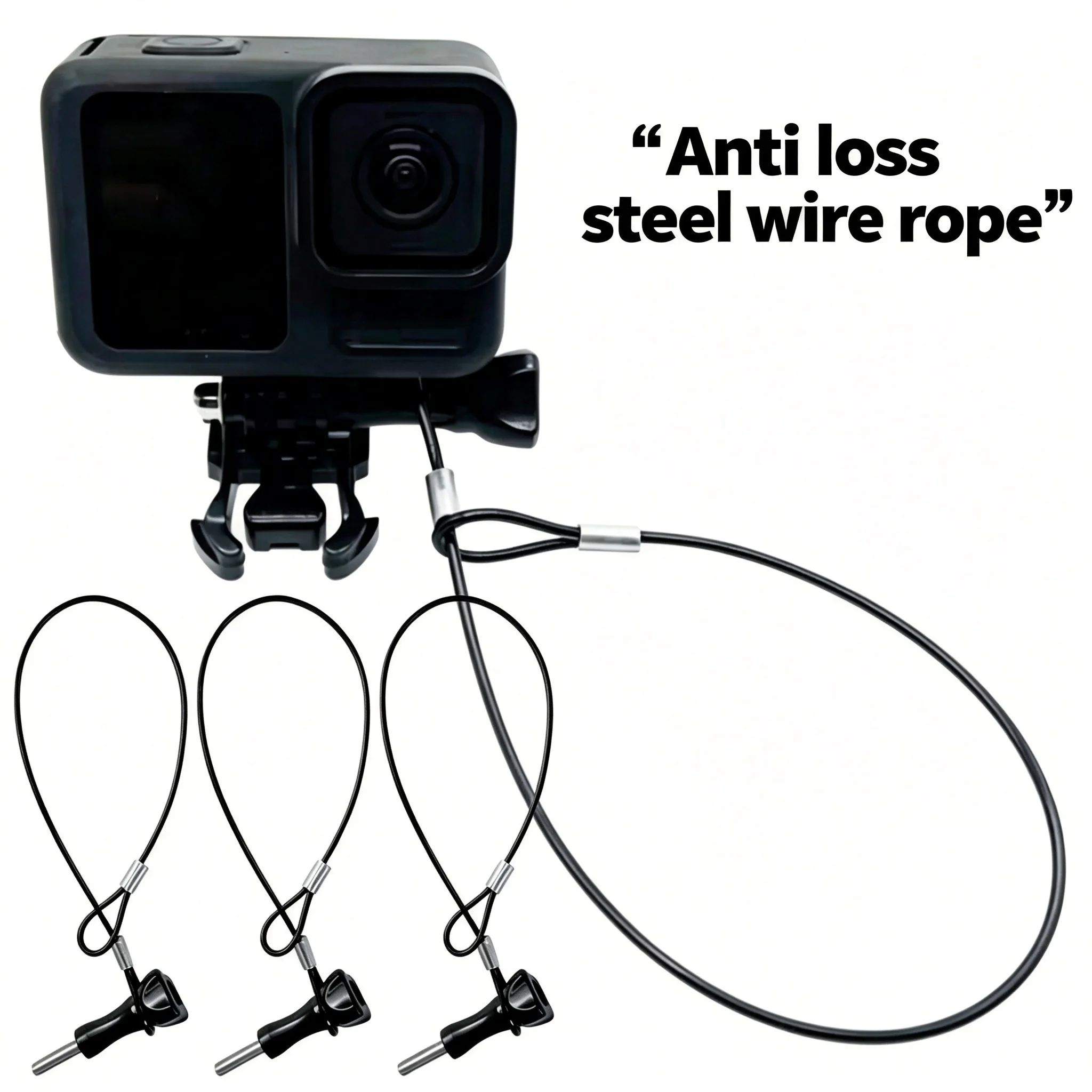 Portable Action Camera Anti‑Lost Safety Wire Lanyard Strap for GoPro 13 12 Insta360 X5 X4 X3 DJI Action 4 Pocket 3