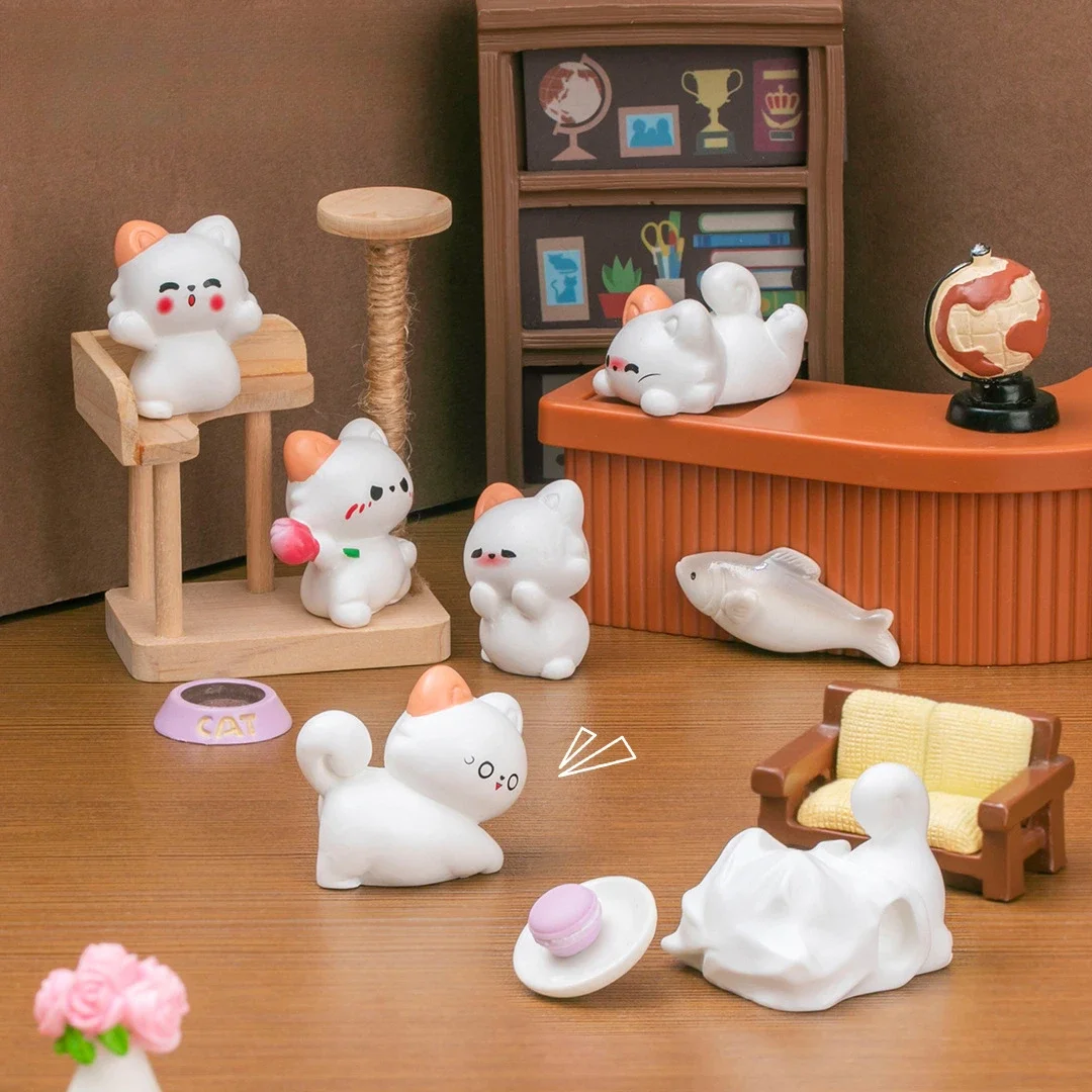 

Mini Cat Decorations Garden Kitten Statues Cute Kawaii Desk Ornaments Compact Statues Home Decor