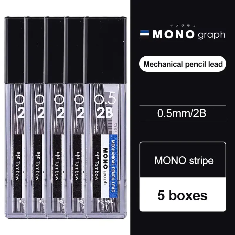 5pcs Japan Tombow Mechanical Pencil Lead MONO Graph 0.5mm Non Breakable Lead Student 2B/HB Activity Lead XCR5-MGL Art Supplies - Image 8