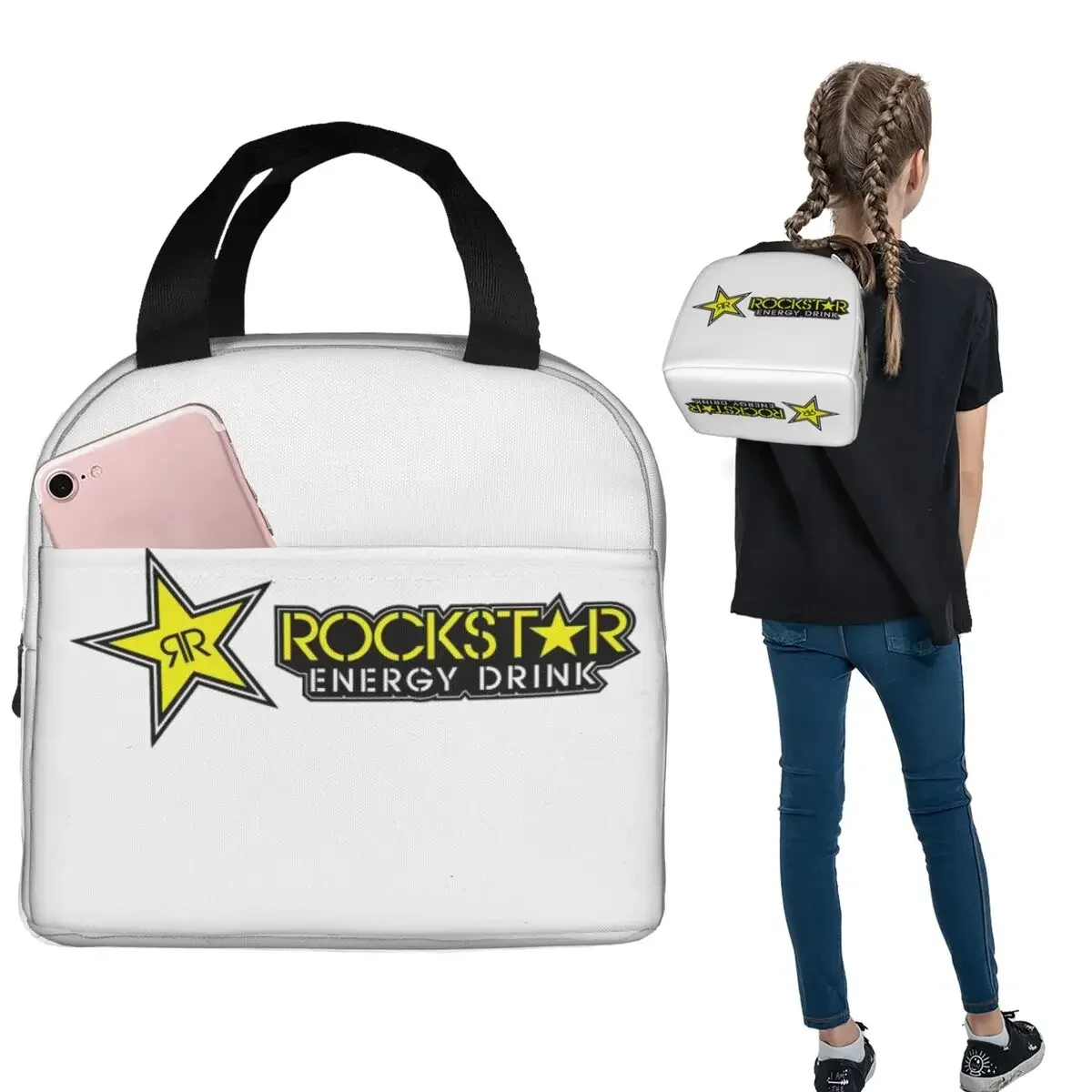 Rockstar Energy Drink Insulated Lunch Bag for Women Children Portable Food Boxes Thermal Lunch Box Tote