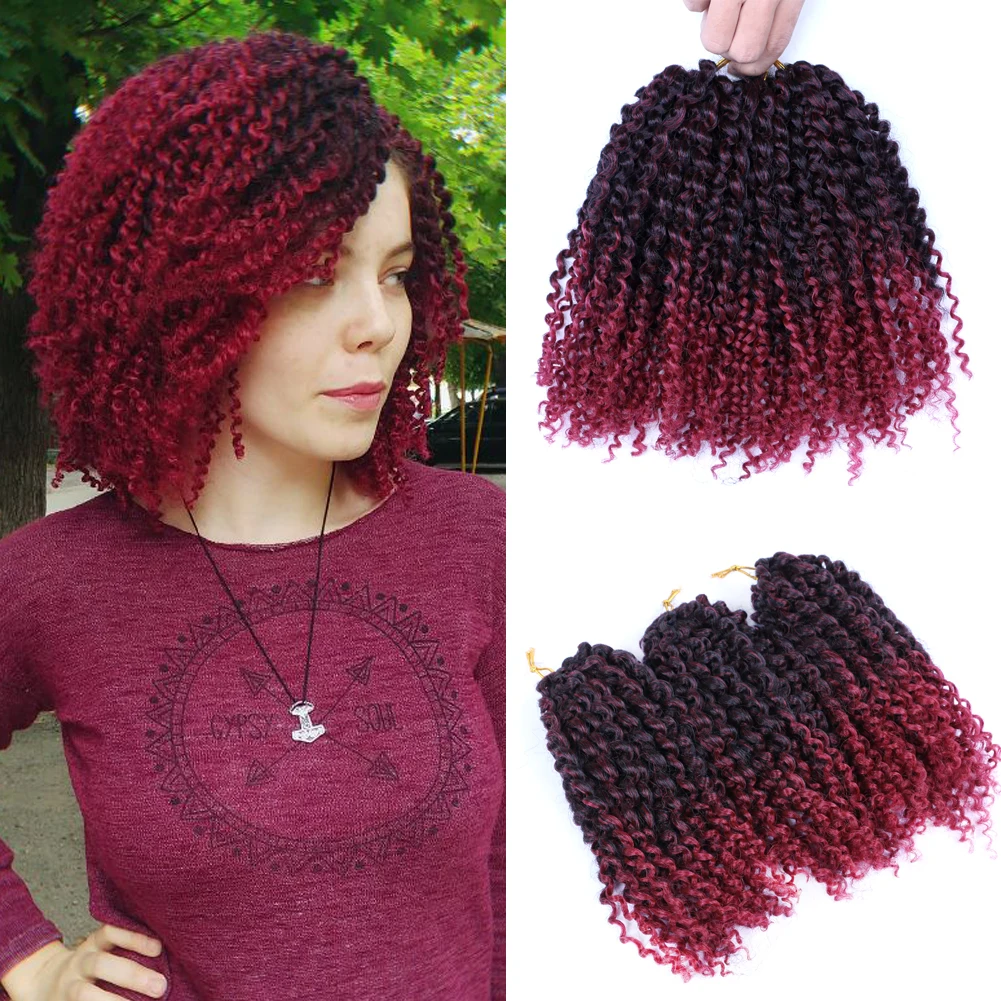 3 Pcs 8 Inch Shot Passion Twist Crochet Hair Marleybob Crochet Braids Synthetic Kinky Curly Braiding Hair Extension