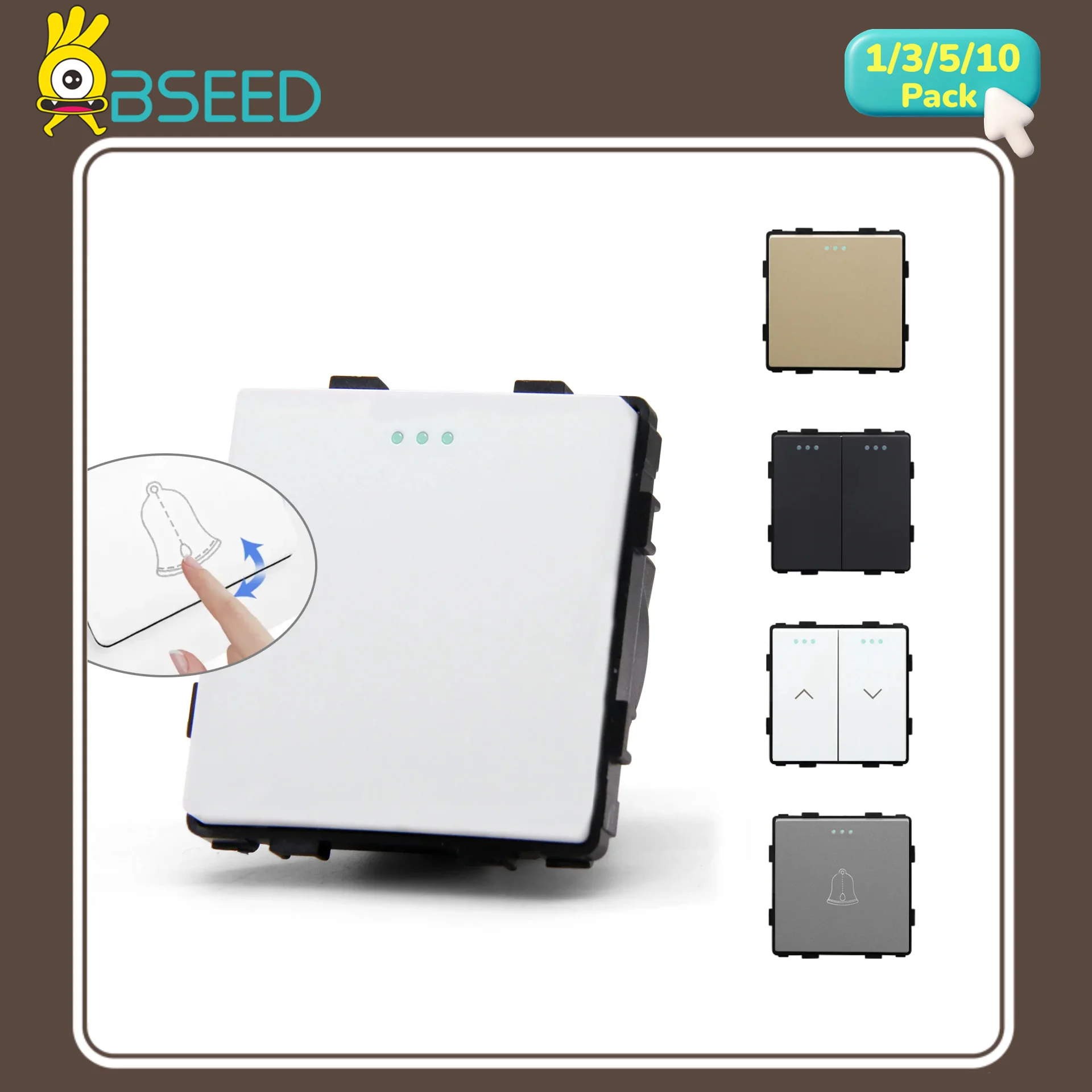 BSEED Wall Switch Modules Automatic Rebound 1/2Gang 1Way Parts Mechanical Switch Key Reset Switches Return to Initial Position