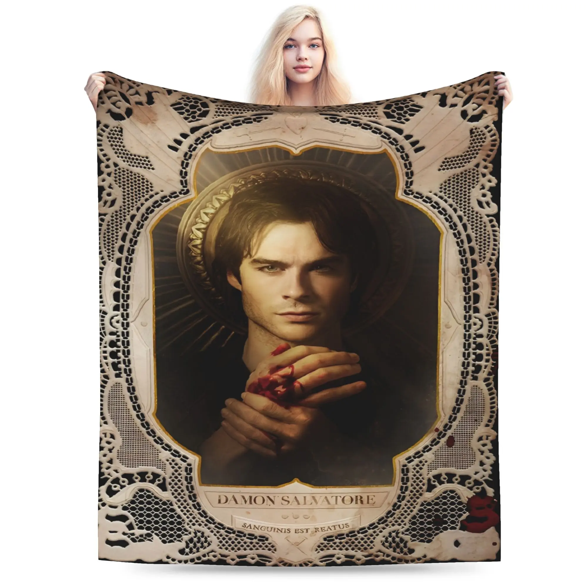 The Vampire Diaries Damon Salvatore Soft Warm Blanket  Travel Plush Throw Blanket Living Room Flannel Bedspread Bed Cover