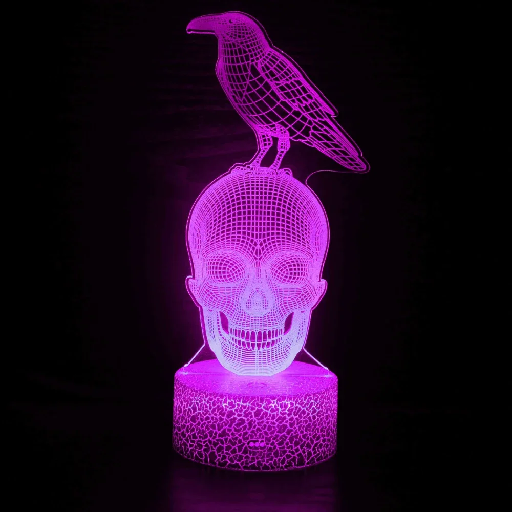 Nighdn-Lampe de bureau LED avec tête de mort et aigle, veilleuse USB, 7 documents proxy, décoration de chambre, cadeau d'Halloween pour enfants, garçons et hommes