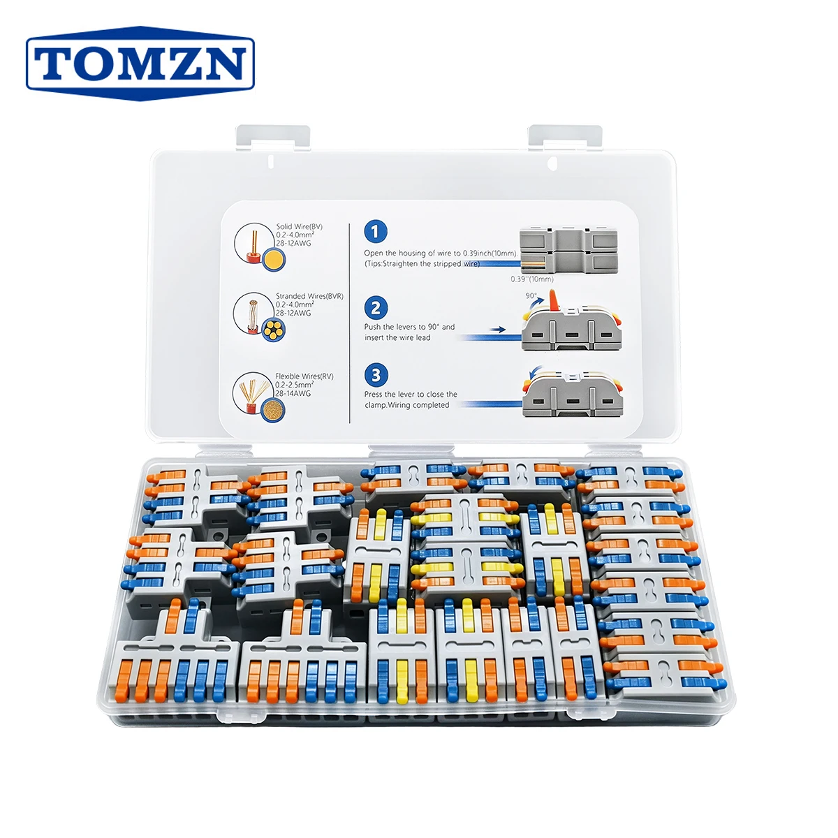 TOMZN Official 22PCS Quick Lever Wire Connectors 2IN 2OUT 10PCS 3IN 3OUT 6PCS 2IN 4OUT 4PCS 2IN 6PCS 2PCS 250V 32A 28-12AWG