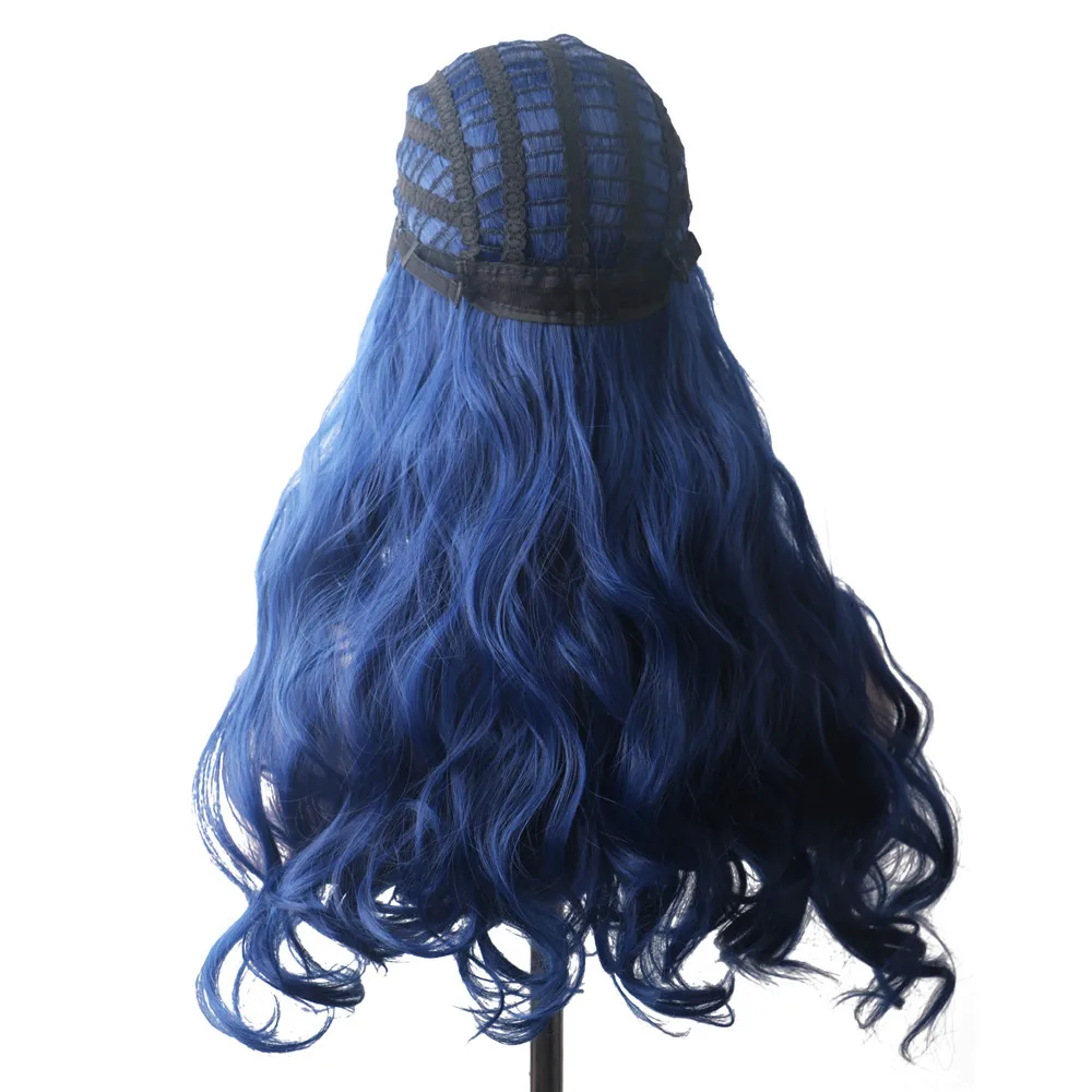 المرأة الأوروبية والأمريكية موجة كبيرة طويلة مجعد شعر مستعار اصطناعي، الجزء الأوسط شعر مستعار كامل الرأس، ألياف مقاومة للحرارة