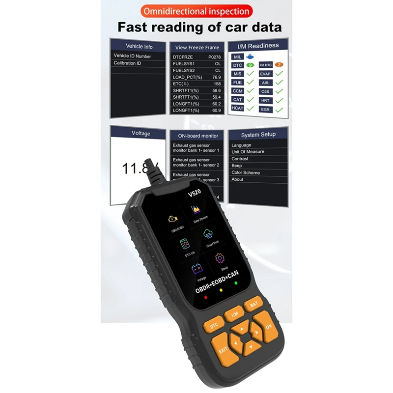 V520 OBD2 Scanner Professional Auto Engine System Automotive DTC Lookup Code Reader Car Diagnostic Tool