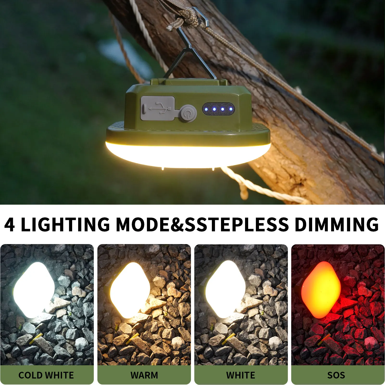 MOSLIGHTING Portable Camping Lantern Strong Light Flashlights Outdoor Camping Fishing Emergency Rechargeable Magnetic Work Light