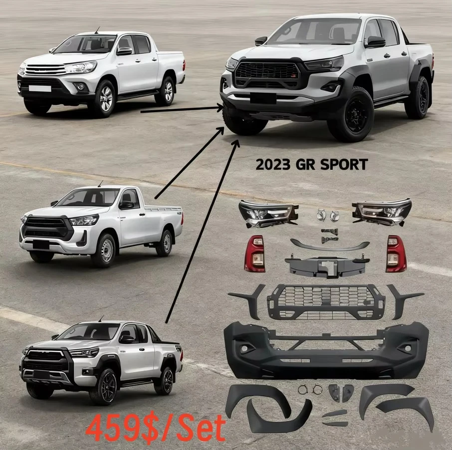 

Car Upgraded Facelift Bodykit for Hilux Revo Rocco 2015-2020 Facelift to 2023 2024 2025 GR Sport Style With Headlight