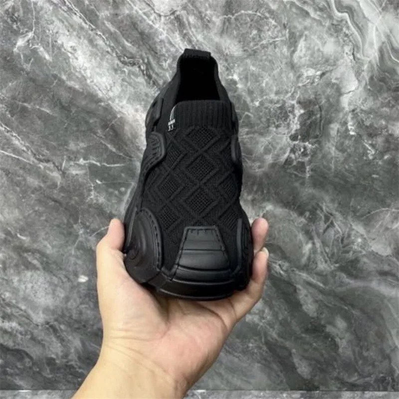 

Men Slip on Sock Sneakers Breathable Knit Mesh Upper Anti Collision Toe Soft Non Slip Thick Sole Casual Sport Walking Shoes
