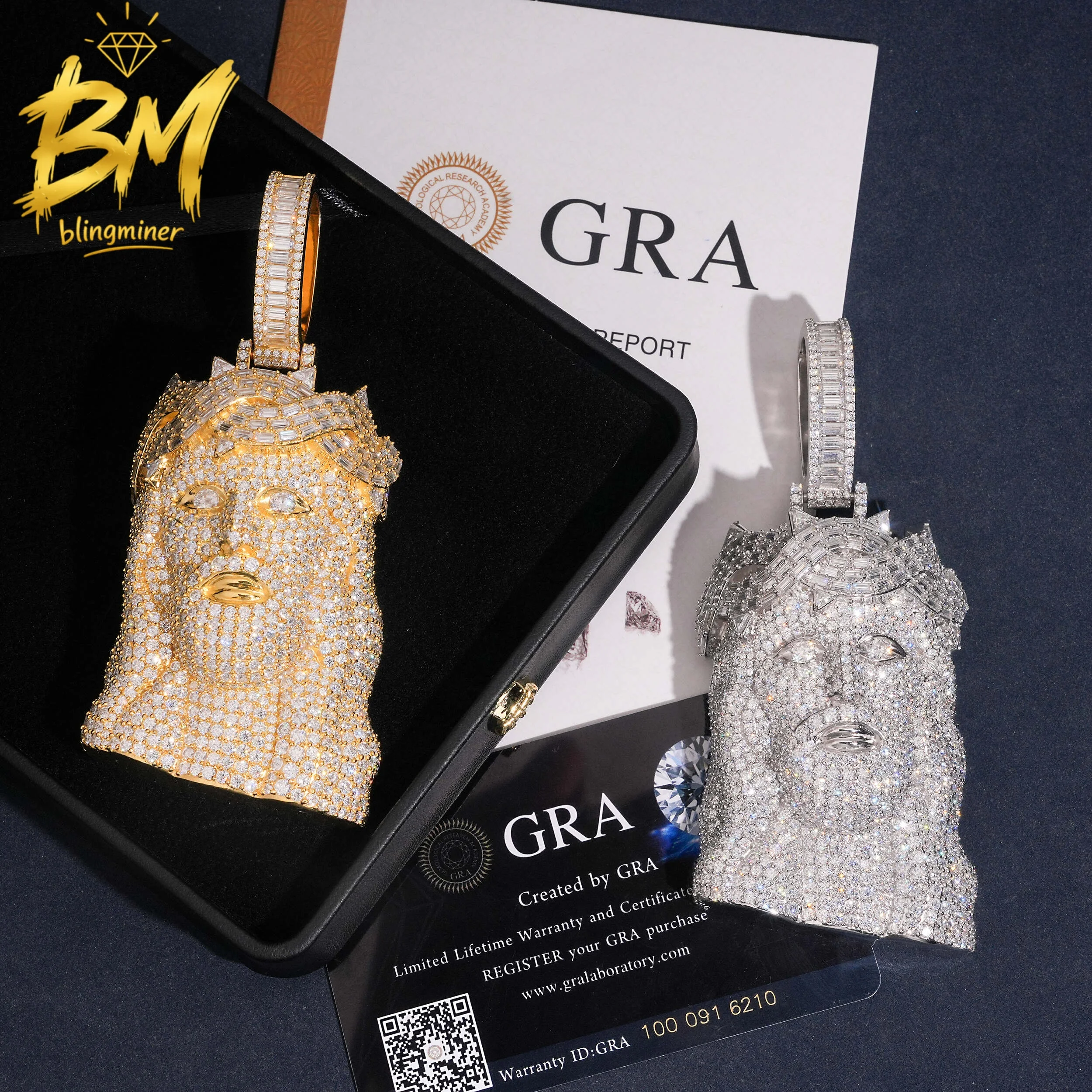 Blingminer Hip Hop Jesus VVS Moissanite Pendant For Men Women S925 Silver Pendants Iced Out Pass Diamonds Tester Free Shipping
