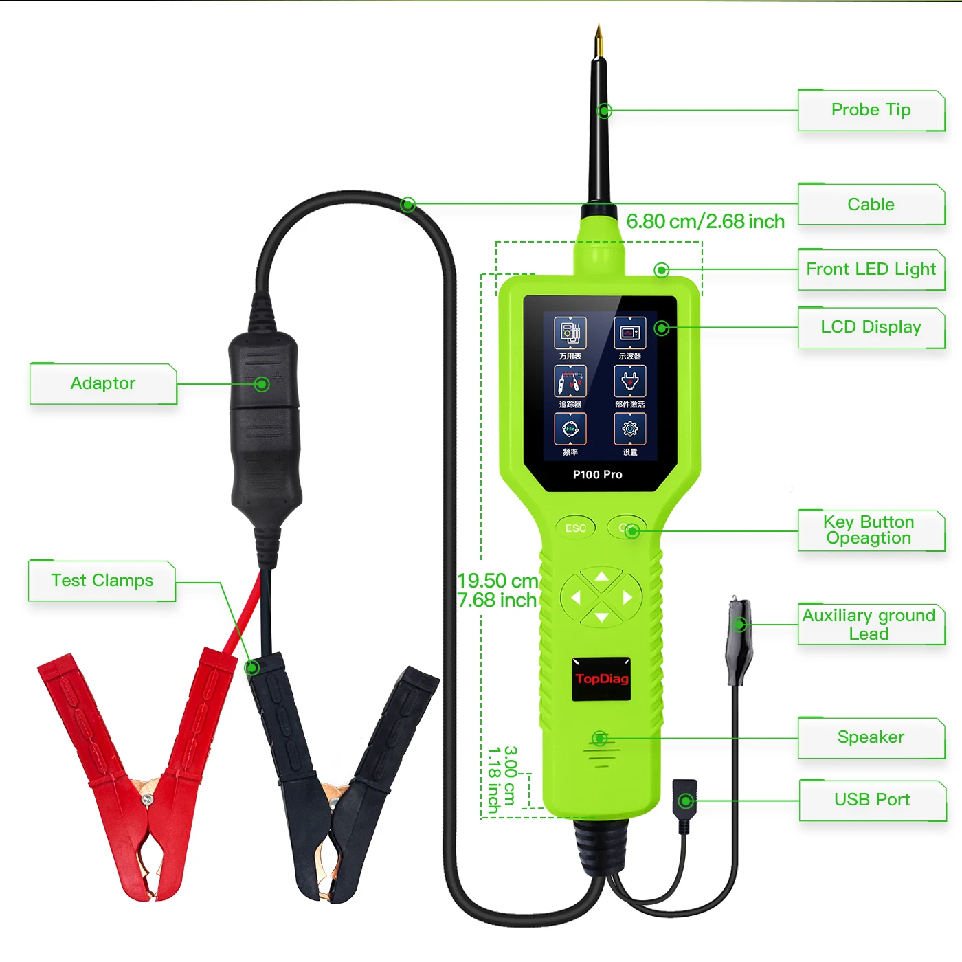 JDiag P100 Pro Kit Kfz-Stromkreisprüfer Multifunktionaler Intelligenter Diagnose-Scanner für Fahrzeugelektrik Neueste Version mit P181 – Detail 8