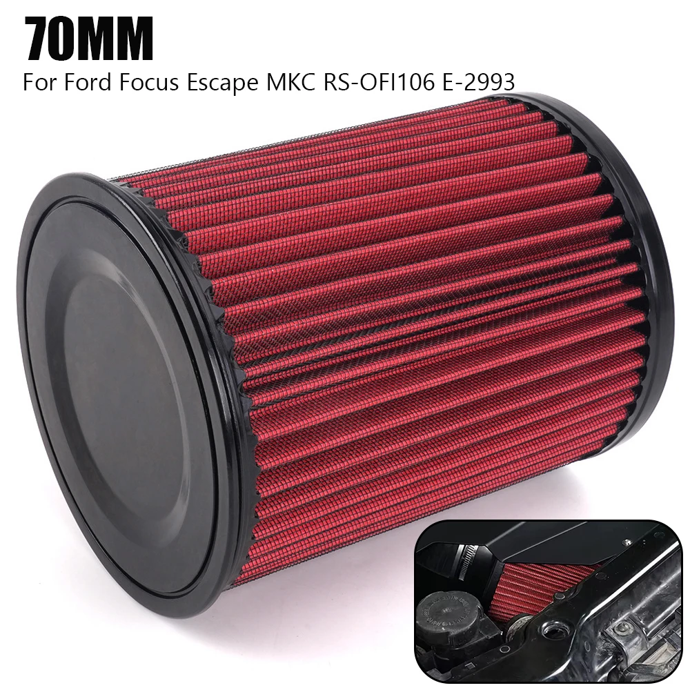 

70MM Cold Air Intake Filter Aluminum High Flow Replacement for Ford Focus Escape MKC E-2993 RS-OFI106 Turbo Intake Pipe Parts