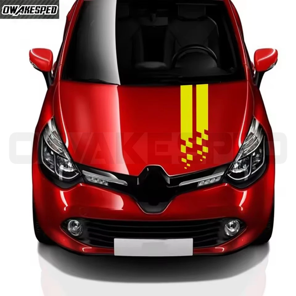 Car Stripes Hood Sticker Racing Bonnet Sport Decal For Renault Megane Clio RS Captur Sandero Espace Twingo Scenic Laguna Trafic view 3