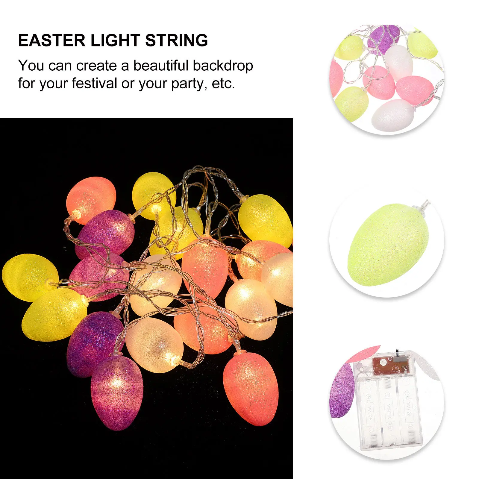 

Набор из 1-го комплекта пасхальных светильников с лампочками в форме яиц для украшения дома и праздников, элегантное исполнение, энергоэффективность, долговечность.