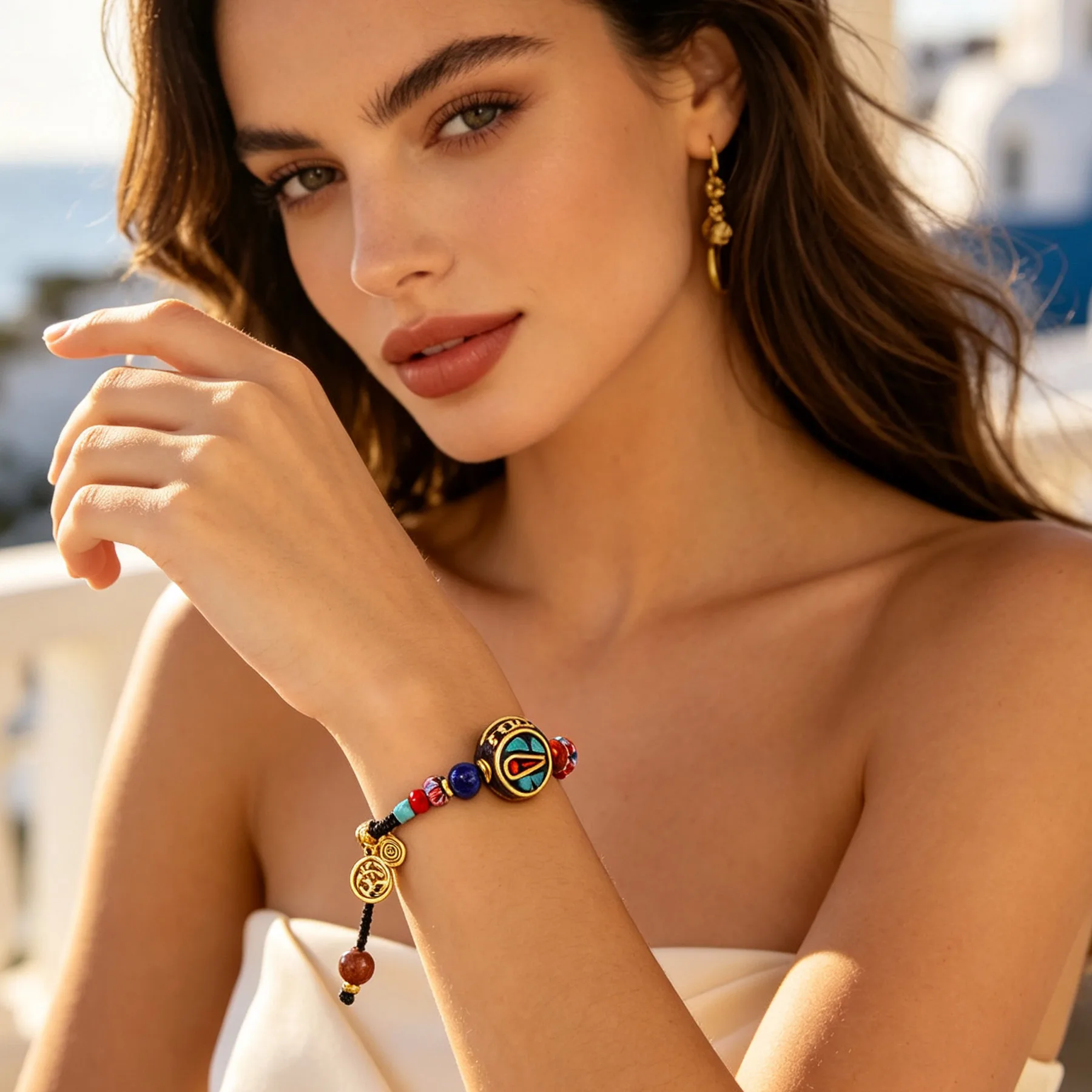 Vintage Ethnic Colorful Resin Bead Weave Rope Bracelet For Women Boho African Tribal Party Handmade Bangle Indian Turkey Jewelry